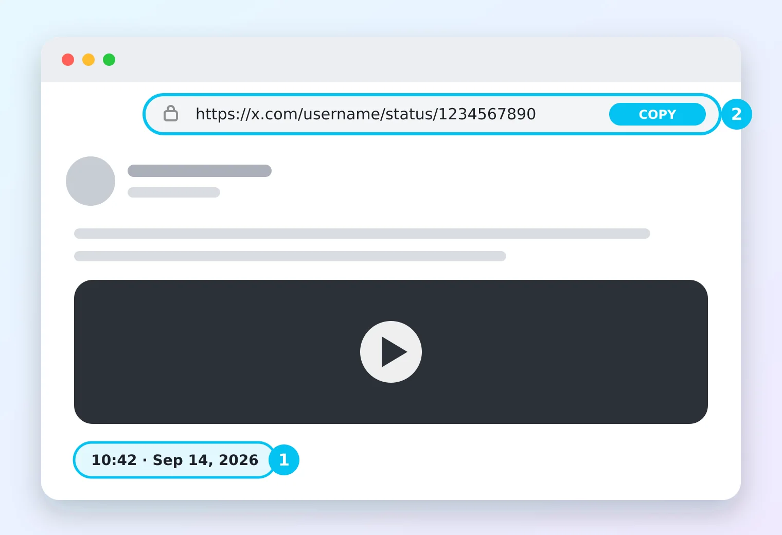 Browser di komputer menampilkan postingan X dan tautannya di bilah alamat